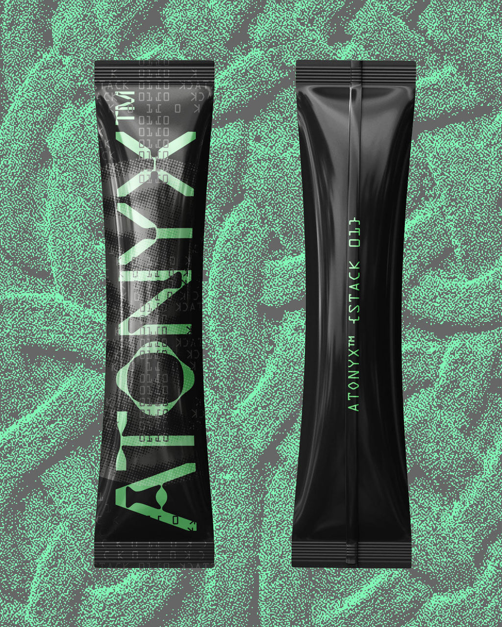ATONYX Stack01 sachets, front and back